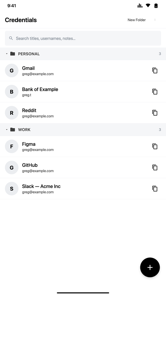 Maicro Vault — credential list